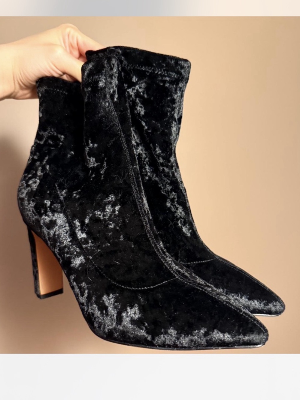Jimmy Choo Black Velvet Pointed-Toe Heeled Boots Size 7.5